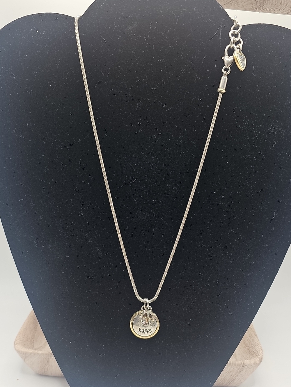 Brighton Vintage Two-Tone 'Happy' Pendant Necklace - Silver and Goldh3 Charms